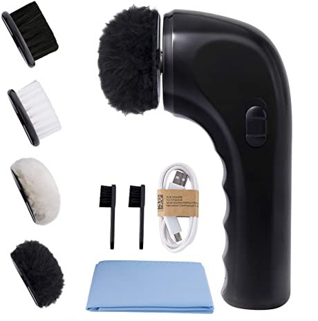 Sansent Electric Shoe Shine Kit, Electric Shoe Polisher Brush Shoe Shiner Dust Cleaner Portable Leather Care Kit for Shoes