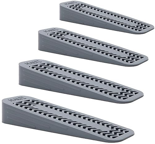 4 Pack Door Stoppers for Floor (12 x 3.6 x 2 cm) – Heavy-Duty Non-Skid Door Wedges – Scratch-Resistant Door Stop for Bottom Door Solidness – Ideal for Floors, Carpets, Tiles & Wood (Grey)