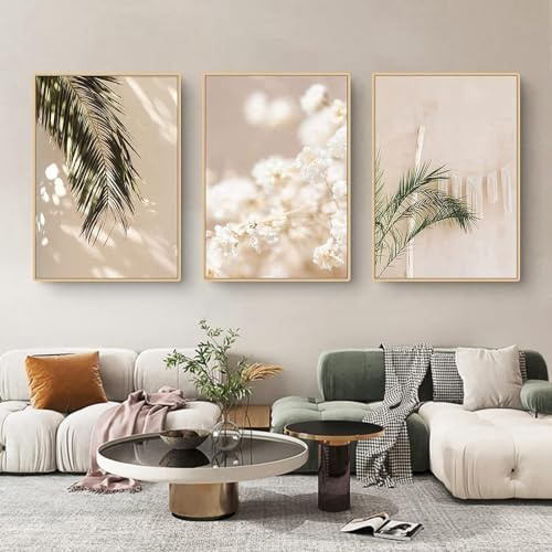 LPFNSF Cartel de decoración beige, planta de caña moderna, pintura de paisaje para dormitorio, sala de estar y oficina, fondo de pared sin marco (estilo 12.50 x 70 cm)