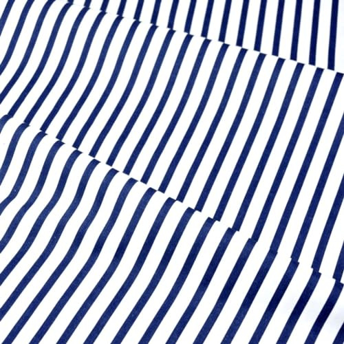 Textrend Tissu de coton, 100% coton, Motif rayé, Textile 1x1,6m, Tissu au mètre, Couture, patchwork (Bleu marine rayé)