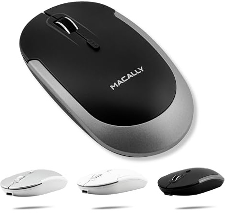 Macally Wireless Bluetooth Mouse for Mac, MacBook Pro/Air, iPad, Laptop, and PC - Quiet Click and Comfortable Apple Wireless Mouse - Rechargeable - Space Gray