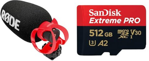 RØDE VideoMicro II Ultra-Compact On-Camera Shotgun Microphone for Recording Audio with a Camera & SanDisk 512GB Extreme PRO microSDXC card + RescuePro Deluxe, up to 200 MB/s