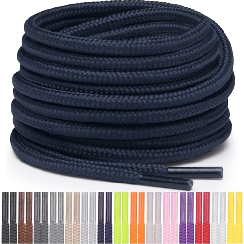 Miscly Cordones Redondos para Zapatos, Zapatillas y Botas - Disponibles en Múltiples Longitudes y Colores (Azul Marino, 114 cm)