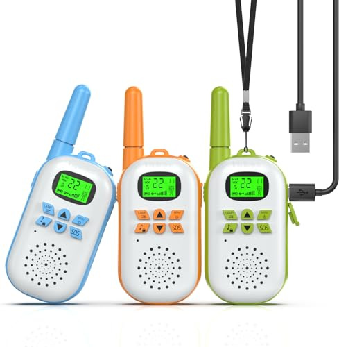 Inspireyes Rechargeable Walkie Talkie, Children's Gift, Set of 3
