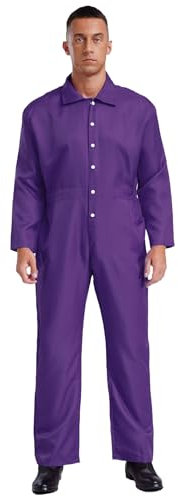 Miutii Herren Arbeitsoverall Mechanisch Jumpsuit Overall mit Druckknöpfe Schutzanzug Maleroverall Werkstatt Handwerker Arbeitskleidung Lila M