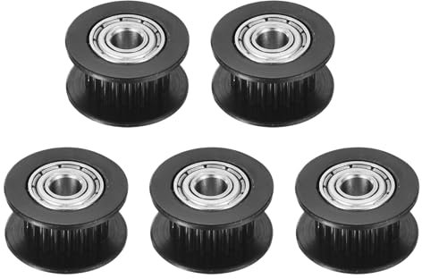 sourcing map 2GT Idler Pulley 20 Teeth 5mm Bore Aluminum Timing Pulley Wheel for 6mm Width 20T Timing Belt for 3D Printer, CNC, Timing Belt-5 Pcs Black