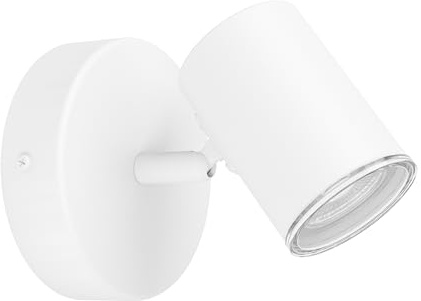 Eglo Consuma 1 Lámpara de pared con foco flexible, ideal como de lectura, para salón y baño, fabricada en acero de color blanco, con casquillo GU10 y protección contra salpicaduras IP44