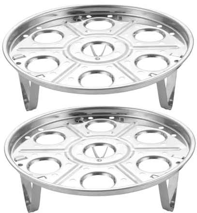 VALICLUD 2 Pezzi Vaporiera Acciaio Inox Supporto Singolo, Portauovo Stabile Piedini da 6 Cm, Multiuso per Cucina e Cottura a Vapore di Tamale e Granchio