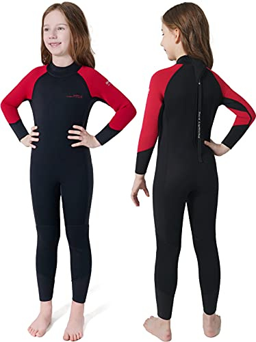 Kids Wetsuit for Boys Girls, 3/2mm Neoprene Full Suit, Toddler Youth Thermal Swimsuit for Swimming, Surfing, Snorkeling, Beach and Pool