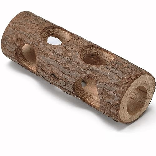 Natural Wood Tunnel Hamster Tunnel for Hamster Reptile Small Animals Cage Hollow Tree Trunk Hideout Toy (7.9×2.7)