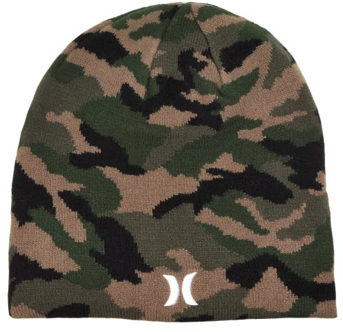 Hurley Mens Icon Staples Beanie - Lightweight Classic Loose Knitted Hat for Men, Size One Size, Camo
