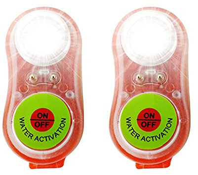 Mandeep 2 pièces Lampes de Détresse Lampe de Gilet de Sauvetage Indicateur de Position Feu de Signalisation d'urgence pour Bouées de Sauvetage Rouge