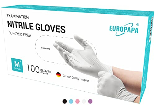EUROPAPA® Lot de 100 gants jetables en nitrile sans latex non stériles sans latex