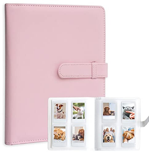 128 fickor mini fotoalbum för Fujifilm Instax minikamera, polaroid snap, Z2300, SocialMatic Instant Camera & Zip Instant Printer (rosa)