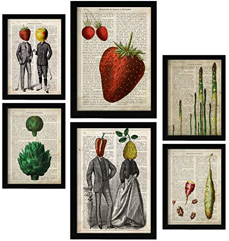 Nacnic Posters de Posters de Cocina. Ilustraciones Estilo Enciclopedia Vintage con Frutas y Verduras. Estilo de Vida Saludable. Diseño Moderno para la Decoración de Interiores. A4 & A3.