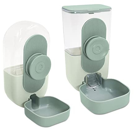 ALLSOPETS Ensemble d'alimentation Automatique et d'abreuvement Parfait pour Les Lapins Cobayes Furets Grande Capacité Facile à Nettoyer et à Suspendre dans la Cage ou l'enclos Vert