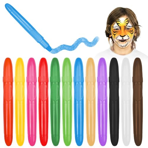 Lectorias 12 Farben kinderschminke, gesichtsfarben kinderschminken, bodypainting farben, schminke für kinder, face paint schminkstifte, gesichtsfarbe, für Fasching Weihnachten Geburtstagsfeie
