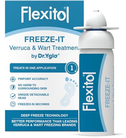 Flexitol Freeze-It Verruca and Wart Treatment, 15 Applications, 50ml | Freezes warts and verrucas at the root using deep freeze technology, fast-acting, effective relief of verrucas