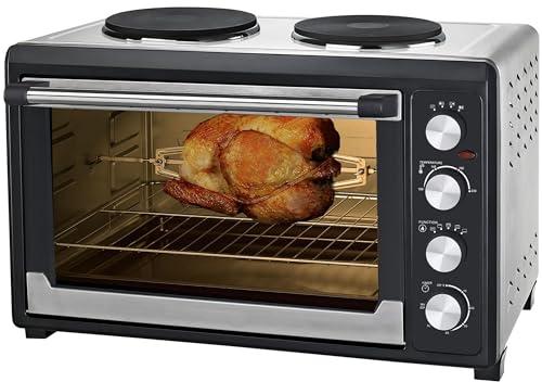 Syntrox 60 L l Mini Backofen Kochplatten Sosix | Kleinküche | Miniofen | Pizzaofen, 2500 Watt, inklusive Zubehör, für kleine Küchen, Küchengerät