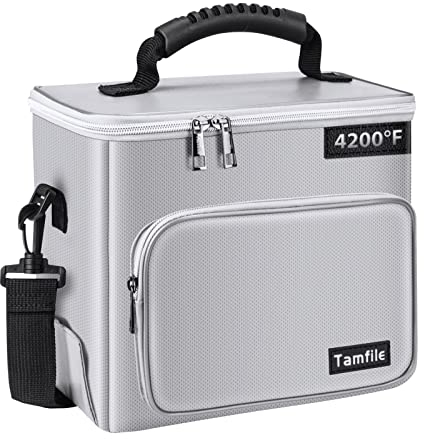 Tamfile Lipo Battery Bag, 4200°F Fireproof Explosionproof Lipo Safe Bag, 10.6''×9.1''×6.3'' Large Capacity Lipo Battery Storage Guard Safe Pouch for Lipo Battery Charging, Storage and Transport