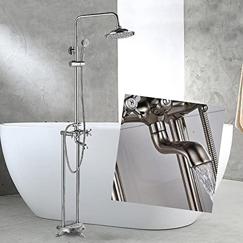 Ensemble De Robinets De Douche, Robinet De Baignoire Sur Pied, Mitigeur De Baignoire-douche Sur Pied Avec Douchette À Main, Système De Douche À Effet De Pluie De 8 Pouces, Chromé,Br