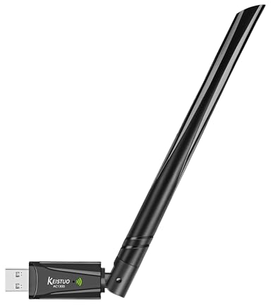 KEISTUO USB WLAN Stick AC1300 Plug&Play für Windows 10/11, DualBand (bis zu 867 Mbit/s 5GHz, 400 Mbit/s 2,4) mit 5dBi Antenne, USB WiFi Adapter für PC/Desktop/Laptop