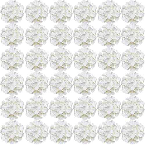 FagusHome 35 Stück künstliche Hortensien Blume Köpfe Künstliche Blumen Köpfe mit Stielen Gefälschte Blumen Durchmesser 18CM für Deko (Creme Weiß)