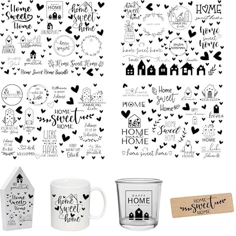 FloraVigo Rub On Sticker circa A5 19 x 14 cm, decorazione per compleanno, Keraflott, matrimonio, casa, pellicola per mobili, vetro, legno, album fotografici, decorazioni fai da te, estetica adesiva (4