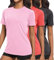 Women's Workout Running T-Shirts, Dry Fit Short Sleeve Shirts, Moisture Wicking Athletic Tee, Sports Gym Yoga Tops Grey/Red/Pink 3P04-S