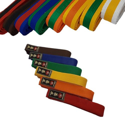KIHON Karategürtel, Kampfsport-Gürtel, Karate-Gürtel, Budogürtel, Taekwondo-Gürtel für Kinder und Erwachsene einfarbig Mehrfarbig (Weiß-Gelb, 200)
