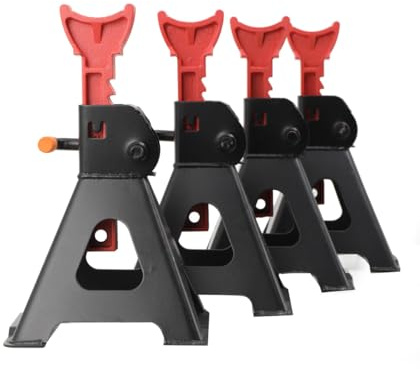 ECUTEE 4pcs Axle Stands Car Jack Stands Floor Jack Support Stand Pedestals Lifting Capacity 3T, Height Adjustable Ratchet 275-415mm Trestle Accessories for Caravan Automotive Maintenance Repair