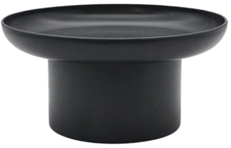 Zhanhai Bandeja decorativa redonda para perfume, bandeja para velas, diseño de base cilíndrica alta y gruesa, bandeja redonda para servir mesa de café (negro, S)