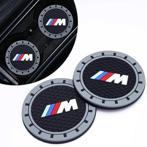 2 Stück Auto Getränkehalter Untersetzer aus Silikon für BMW M M2 M4 M5 M6 M8 X1 X2 X3 X5 X6 M135i M240i Z4 328i X7, Universale Cup Holder Matten,rutschfeste Auto Innenraum Accessoires