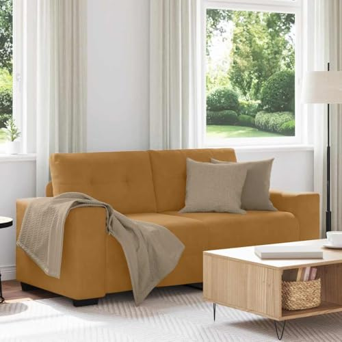 mzdioop Tvåsitsig soffa brun 180 x 77 x 82 cm, sammet stoppningsmaterial, bekväm relaxsoffa för vardagsrum, sovrum, robust ram