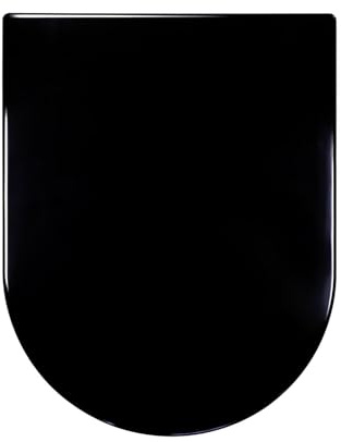 SXDMOUBK Asiento de Inodoro con Cierre Suave, liberación rápida y bisagras Ajustables de Acero Inoxidable, Forma de D/U, Color Negro.