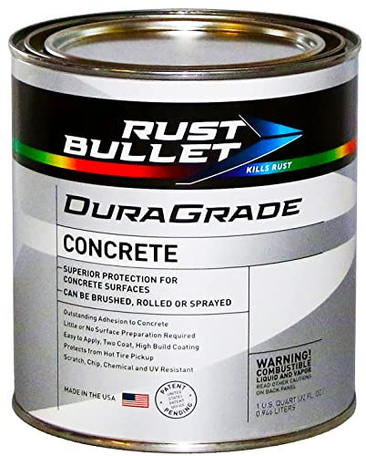 RUST BULLET DuraGrade Concrete - Jet Black - 1 Quart - High-Performance, Easy-To-Apply Concrete Paint for Garages, Basements, Porches & Patios, No Etching Needed