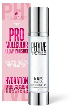 Hyaluron Serum hochdosiert PHYVE 120 ml I VEGANES Feuchtigkeitsserum für das Gesicht I MADE in GERMANY I mit 2% reinem Hyaluron I hochkonzentrierter HYALURONIC OVERDOSE BOOSTER by Svenja Walberg