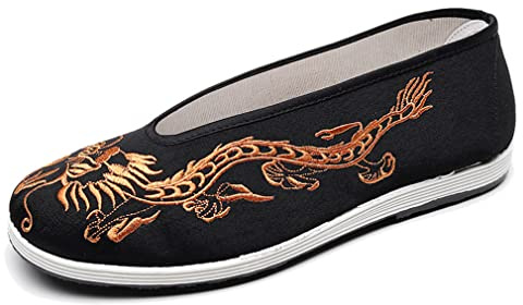 Chinese Slip Ons Shoes Traditional Old Beijing Shoes Kung Fu Tai Chi Cloth Shoes Unisex Gold