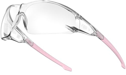 HTS HUNTERSKY S239 Lunettes de sécurité transparentes roses, petites, pour femmes et jeunes, protégeant les yeux du vent et de la poussière. Parfaites pour le vélo de nuit, le cyclisme et la course.