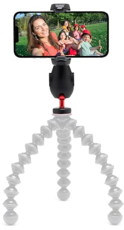 JOBY GripTight PRO 3 Halterung, Telefonklammer Kompatibel mit iPhone und Android, Smartphone-Klemme mit 2 Zubehörschuhen, 360° Drehbar, Schwarz