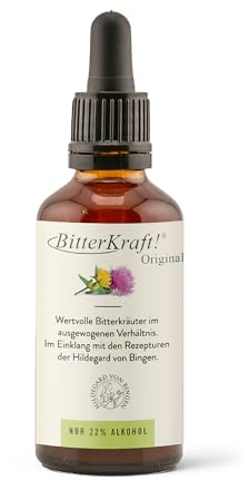 BitterKraft! Original BIO Bitterstoffe Tropfen 50ml Pipette – nach Hildegard von Bingen – hochdosiert mit 9 Kräutern – 100 % Natur - vegan – Made in Germany