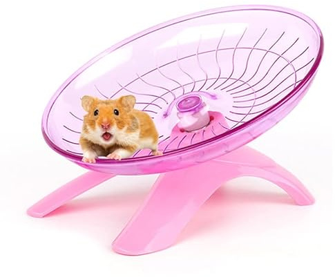 woojfcang Silent Hamster Wheel,Flying Saucer Hamster Running Wheel for Syrian/Dwarf Hamster Gerbils Squirrels Guinea Pig Small Animals Pets Playing Toys,Exercise Sports Wheel (Plastic,Pink)