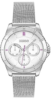 Hugo Multi Zifferblatt Quarz Uhr für Damen Kollektion #Dance mit Silbernes Edelstahl-Mesh-Gliederarmband - 1540162