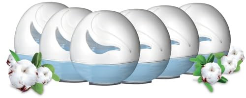 Airwick Profumatore per Bagno, Confezione da 6 Profumatori Active Fresh Bagno da 74ml, al profumo di Cotone, Deodorante Ambiente 75ml