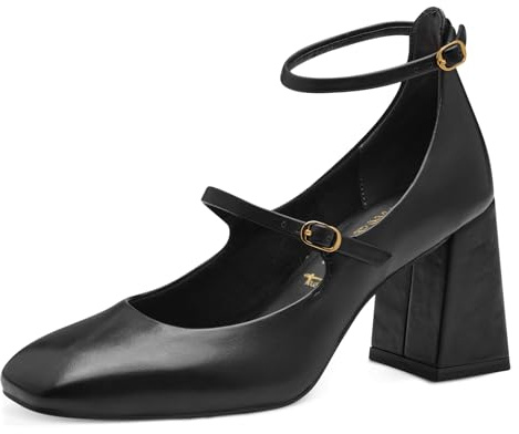 Tamaris Donna Pumps Blockabsatz Vegan, Black Matt, 36 EU