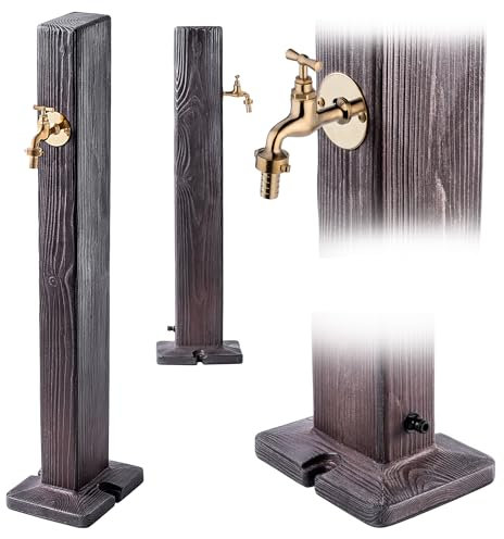 KADAX Colonne d'eau en plastique, colonne d'eau de jardin, colonne d'eau de jardin, colonne d'eau avec robinet, robinet autonome (bois)