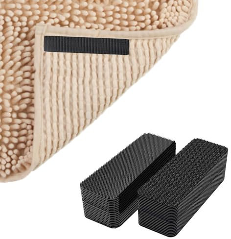 Grippers for Mats on Carpet, 24pcs Carpet Grippers for Rugs on Top of Corner for Laminate Floor Hardwood Floors Furniture (25mm x 100mm)