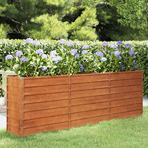 Higsose Jardinière pour terrasses - 240 x 40 x 77 cm - En acier Corten - Pour l'extérieur - Parterre d'herbes - Parterre de plantes - Parterre de légumes - En métal rouillé