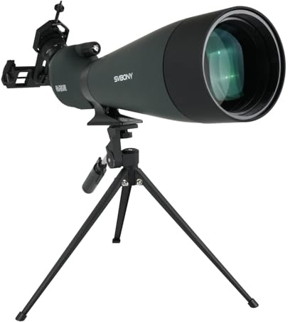 SVBONY SV28 100mm Angled Spotting Scope for Target Shooting, 25-75x Spotter Scope with Tripod for Long Range Viewing, FMC HD Optics with Soft Carrying Case & Phone Adapter, Scopes for Birdwatching