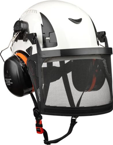 Malta Dynamics Arborist Kit | Forestry Kit Helmet Combo | Helmet with Mesh Face Shield and Mounted Earmuffs | Type 2 Helmet | White | ANSI Z89.1-2014 Type 2 Class C, EN12492, & OSHA 1910 and 1926